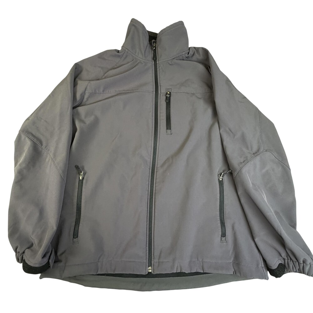 Tek Gear Jacket Mens Large Gray Softshell Fleece Full Zip Windbreaker Outdoor